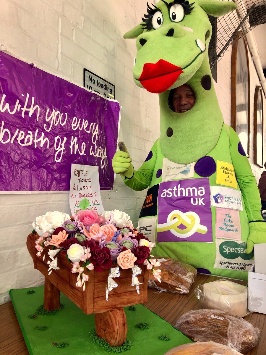 My pal dressed as a dragon selling cakes for charity. Got to love Bridgnorth <a href="/asthmauk/">Asthma UK</a> <a href="/LoveBridgnorth/">LoveBridgnorth</a>