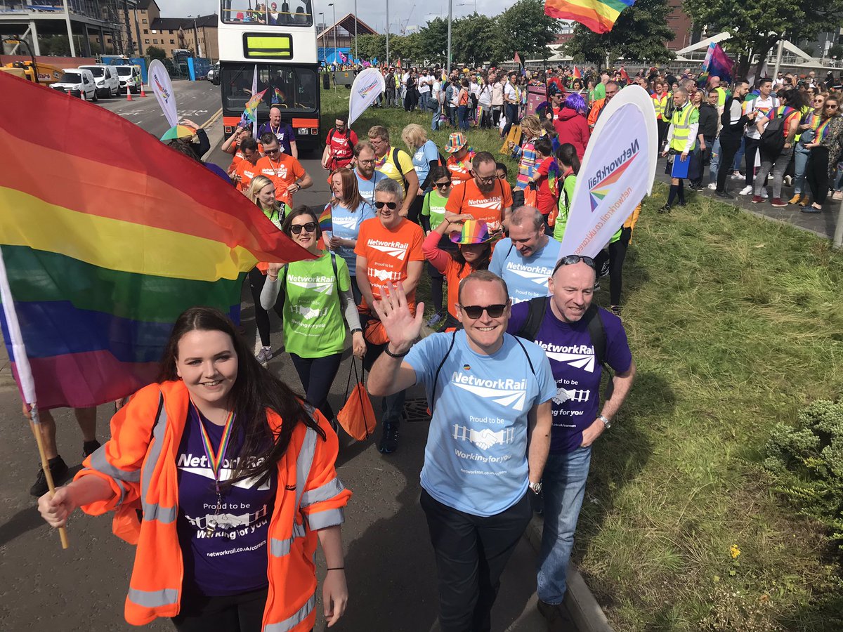 What a great turnout for #GlasgowPride with @ScotRail @networkrail and #scotlandsrailway