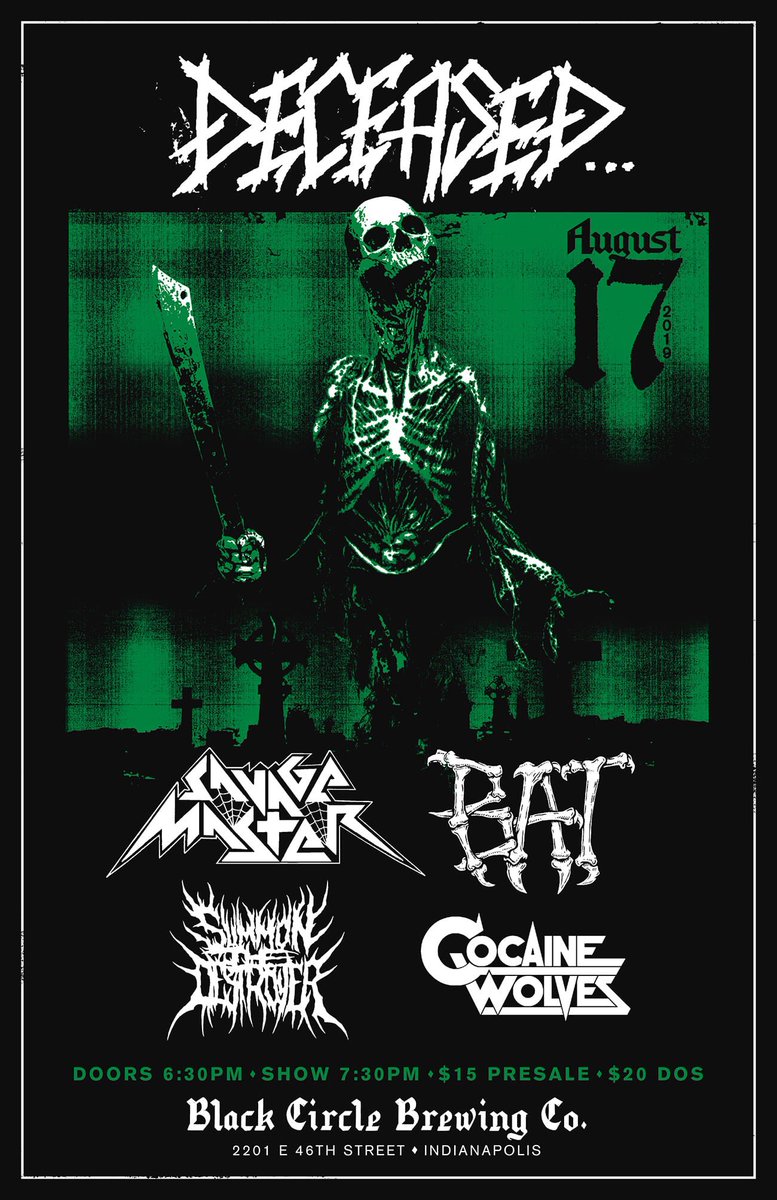 Tonight, totally ripping metal show at <a href="/BlackCircleBeer/">Black Circle Brewing</a> with your dudes opening festivities promptly at 7:30. Still some tickets available at the door tonight, $20. 21+, every band rips!