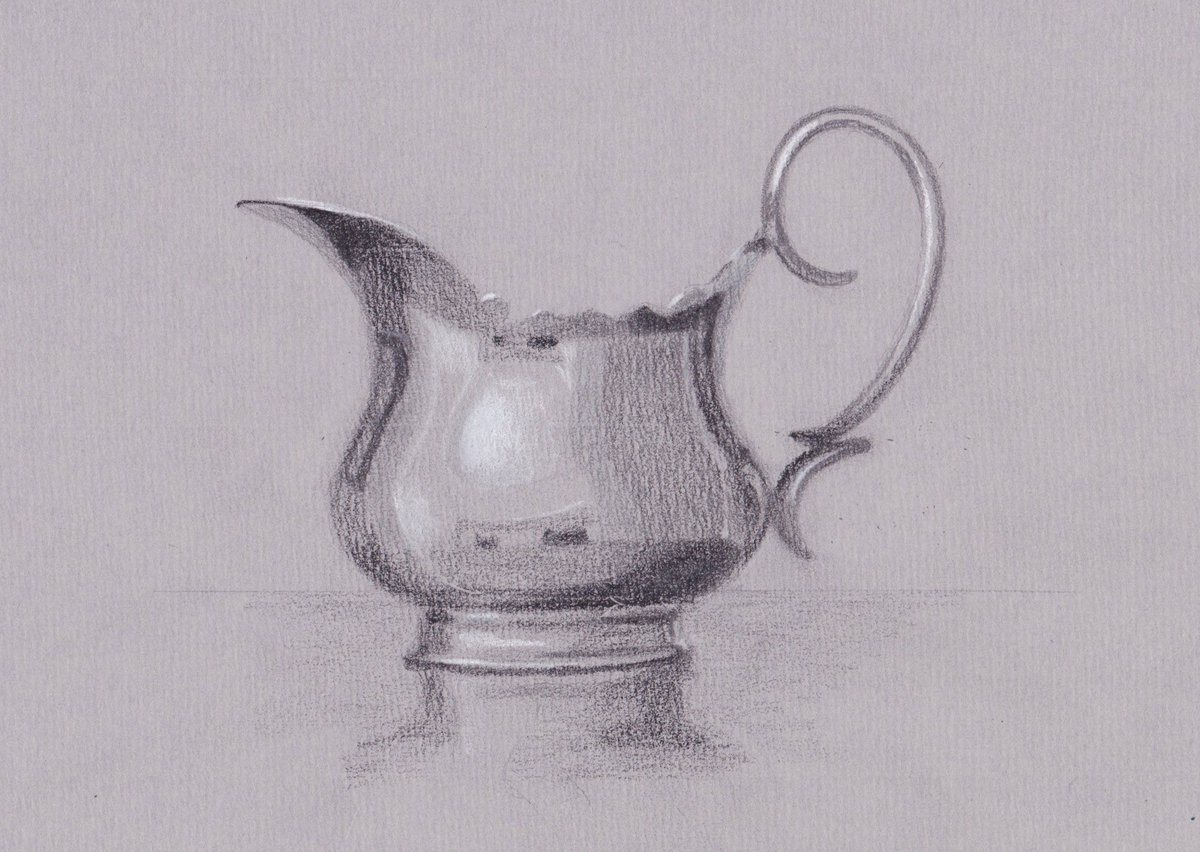 Susanpollardgi1's tweet photo. My favourite silver jug given to me by a friend. 

#drawingaugust ⁦@HaideeJoSummers⁩ ⁦@artpublishing⁩ #drawingsilver https://t.co/rqnz8csPaT