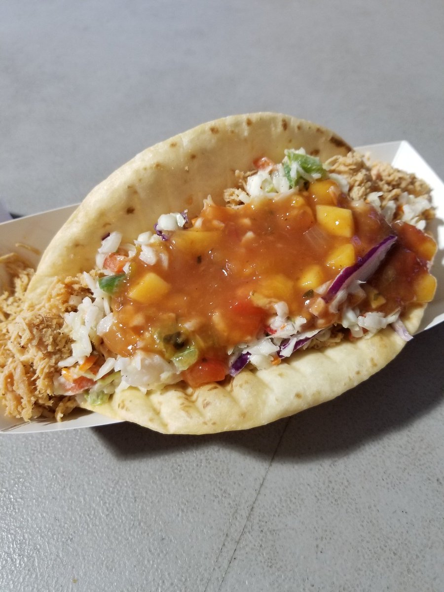 HaleyCook's tweet photo. I love all #fairfood, especially from Iowa's commodities. If I had to pick something I'd eat every meal it's @IowaTurkey's Not Your Mama's turkey taco...paired with a #hoppys lemonade shake-up...& maybe a Baudlers peach shake...& #cheesecurds...& apple eggrolls #foodcoma #ISF19 https://t.co/iHu8eGdTEZ