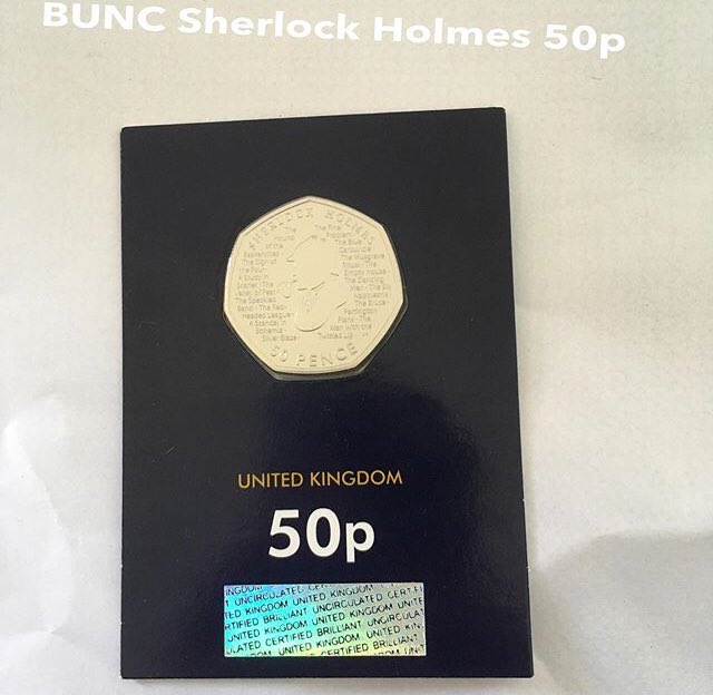 TKeeper07's tweet photo. Brilliant Uncirculated Sherlock Holmes 50 Pence https://t.co/DTLledHUy9