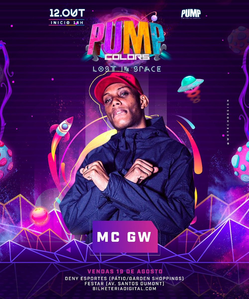 pumpboavista's tweet photo. A segunda atração é do funk raiz, dono do mega hit "Ritmo Mexicano", vem aí MC GW!
Se liga: previsão início das vendas do 1º lote de ingressos: segunda feira, 19.08.
🔊🛸🎨
#mcgw #funk #pumpcolors #pumpbv https://t.co/3BBkGbOgjW