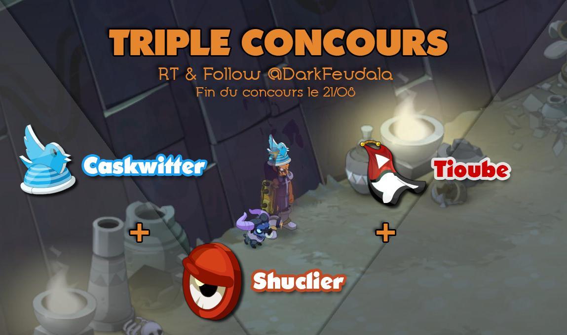 DarkFeudala's tweet photo. Petit concours!
RT + Follow @DarkFeudala pour tenter de remporter l'un des lots suivants (3 gagnants, un item par gagnant) :
‣ 1x Caskwitter
‣ 1x Shuclier 
‣ 1x Cape Tioube

Je ferai le tirage au sort le 21, bonne chance 😅 https://t.co/e0D7AwVqtE