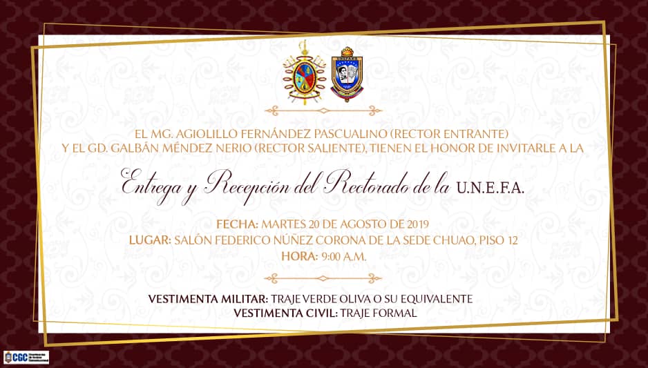 La Coordinación de Sala Situacional se complace en invitar a todo el personal a la Entrega y Recepción del Rectorado de la UNEFA, el cual tendrá lugar en el salón Federico Núñez Corona de la Sede Chuao, piso 12 a las 09:00am