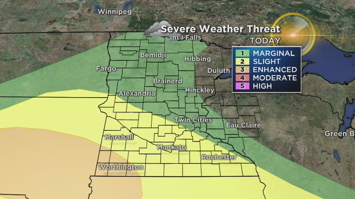 Though most Minnesotans are seeing sunny skies Saturday morning, there is a chance for stronger thunderstorms later in the day. The southwestern and west central parts of the state will have a chance for storms by late evening. | https://t.co/gGkFraZQNj https://t.co/4pbQa5NNBJ
