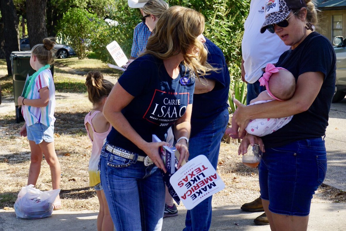 CarrieIsaac's tweet photo. What’s a Saturday morning without a parade? Team Isaac had a great time at the #BlancoCounty Fair & Rodeo Big Street Parade in Johnson City! Blanco County is ready to take back #HD45. #txlege #MakeAmericaLikeTexas https://t.co/wbsYjLDusp