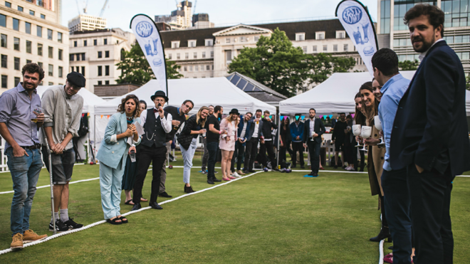 SportsTalentLab's tweet photo. Festibowl: Lawn bowls with Glastonbury vibe is this summer’s most leftfield new sport. The quintessentially British past-time has been given an inner-city party time spin - and it looks great.

#uksda https://t.co/fpcu3YOII8