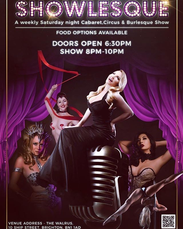 TONIGHT💋💎🍾⭐️🍸🎙 The wonderfully talented & lovely @veronicablacklace and her team have their 2nd night of @showlesque at @thewalrusbrighton! ✨Dinner & show at a great price - Every Saturday ✨ #Burlesque #brightonburlesque #theburlesquesociety #visitbrighton #brightoncabar…
