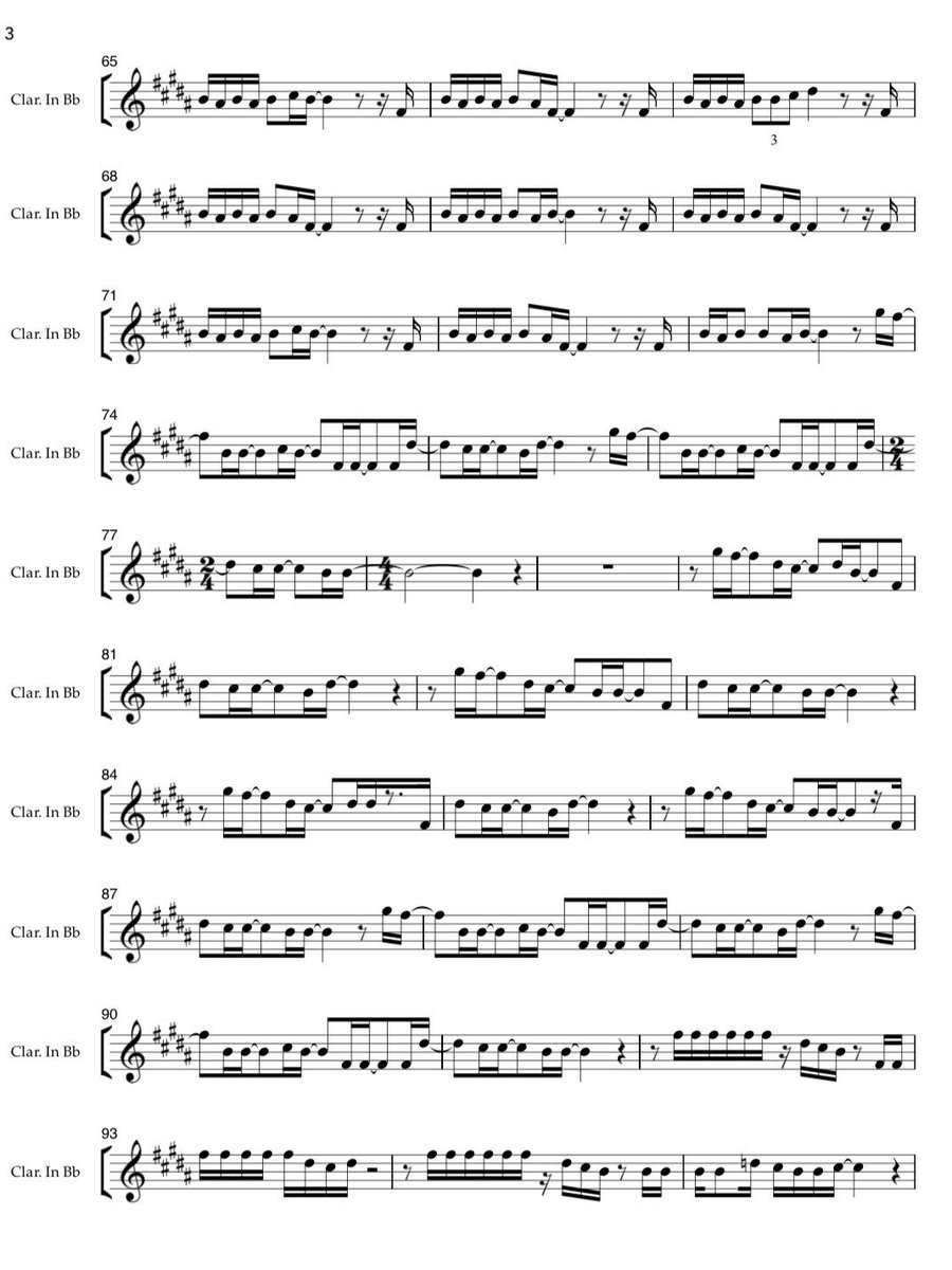 クラリネットの楽譜