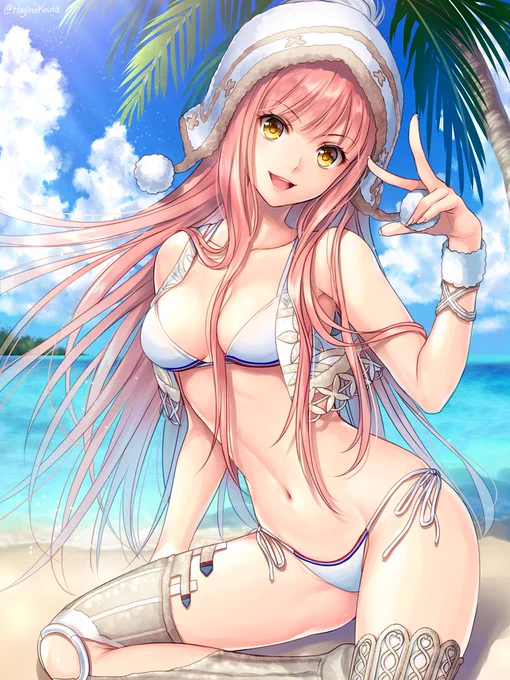 FGO 水着メイヴ

もこもこで可愛らしい服だな～と思ってたけどよく見たら結構きわどい紐ビキニだった 素敵 