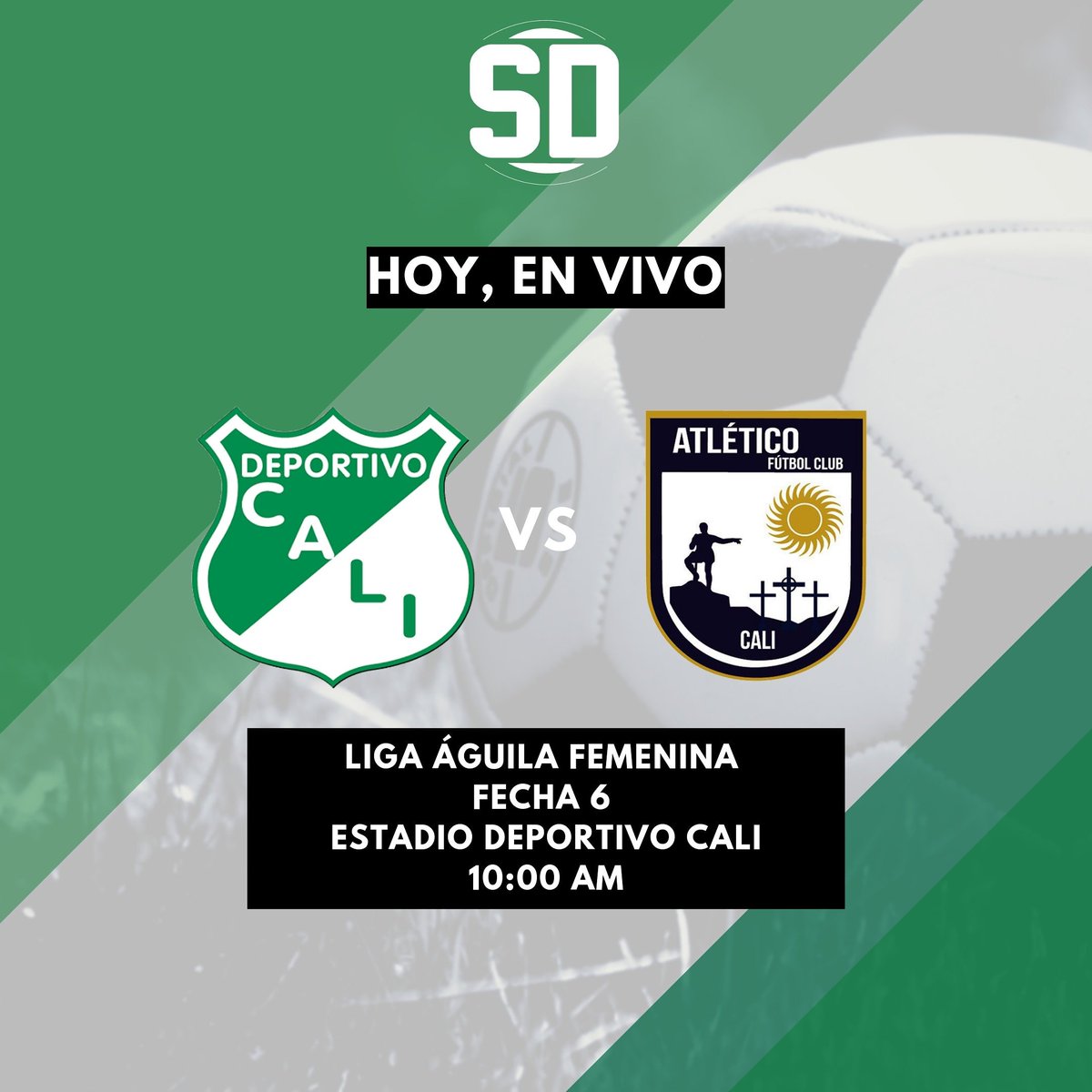 SemaforoDeporti's tweet photo. ¡Hoy juega #DeportivoCali Femenino!

#DeportivoCali 🆚 #AtléticoFC  
🏆 Fecha 6 - Grupo D
🕙 10:00 a.m.
🏟️ Estadio Deportivo Cali 
🌐 https://t.co/rB7bgXv8aI https://t.co/QxJeZfFa3R
