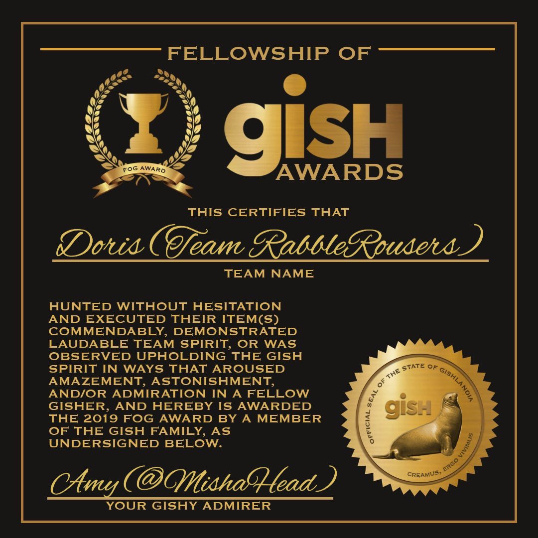 CometsMamma's tweet photo. First up @Drula_M your first GISH and you kicked it in the assbutt! I am proud of you! #GISH #GISHFOGAwards #GISHWin https://t.co/B9gaG03MsV