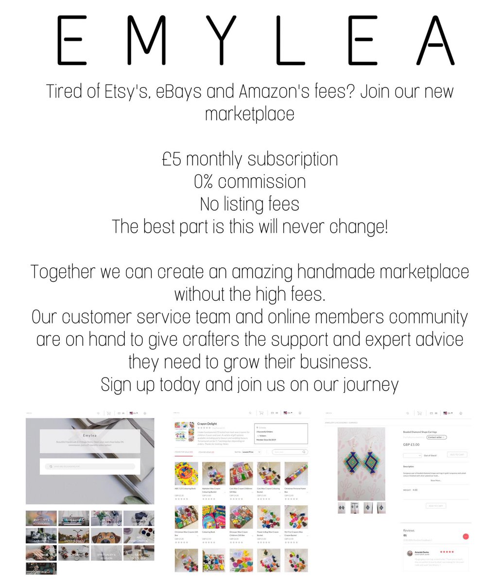 emylea_official's tweet photo. We are looking for crafters/artisans to join our website! £5 monthly subscription, no other fees!
#Emylea #EmyleaHandmade #handmade #artisan #crafter #crafthour #crafters #handmadeuk #handmadewithlove #etsy #etsyuk #handmadegift #craftshout #crafts #HandmadeHour https://t.co/qGBGYKfce6