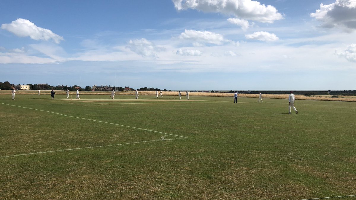 CookseyJoseph's tweet photo. @ClubSouthwold starting strongly this afternoon @bbctms from how many other cricket grounds can you see the sea? #BBCCricket https://t.co/dZb9O56oLi