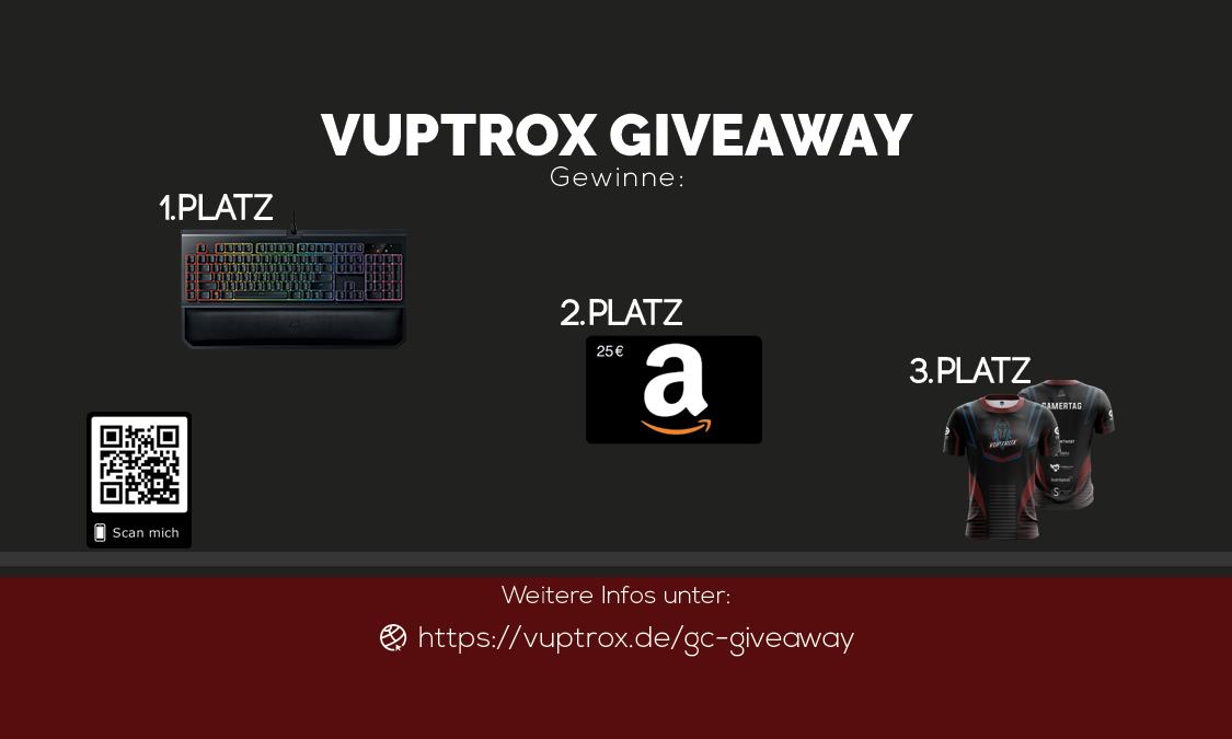 vuptrox's tweet photo. [#Giveaway @vuptrox]

Ab jetzt startet unser großes Vuptrox Gamescom Giveaway!

Alle Infos zur Teilnahme unter:
https://t.co/9cZKY66Vbb

Schönes Wochenende wünschen wir euch allen!💪
Und nächste Woche viel Spaß auf der Gamescom!!! 🔥

#VPXWIN #VUPVUP https://t.co/tN5jLaqcoP