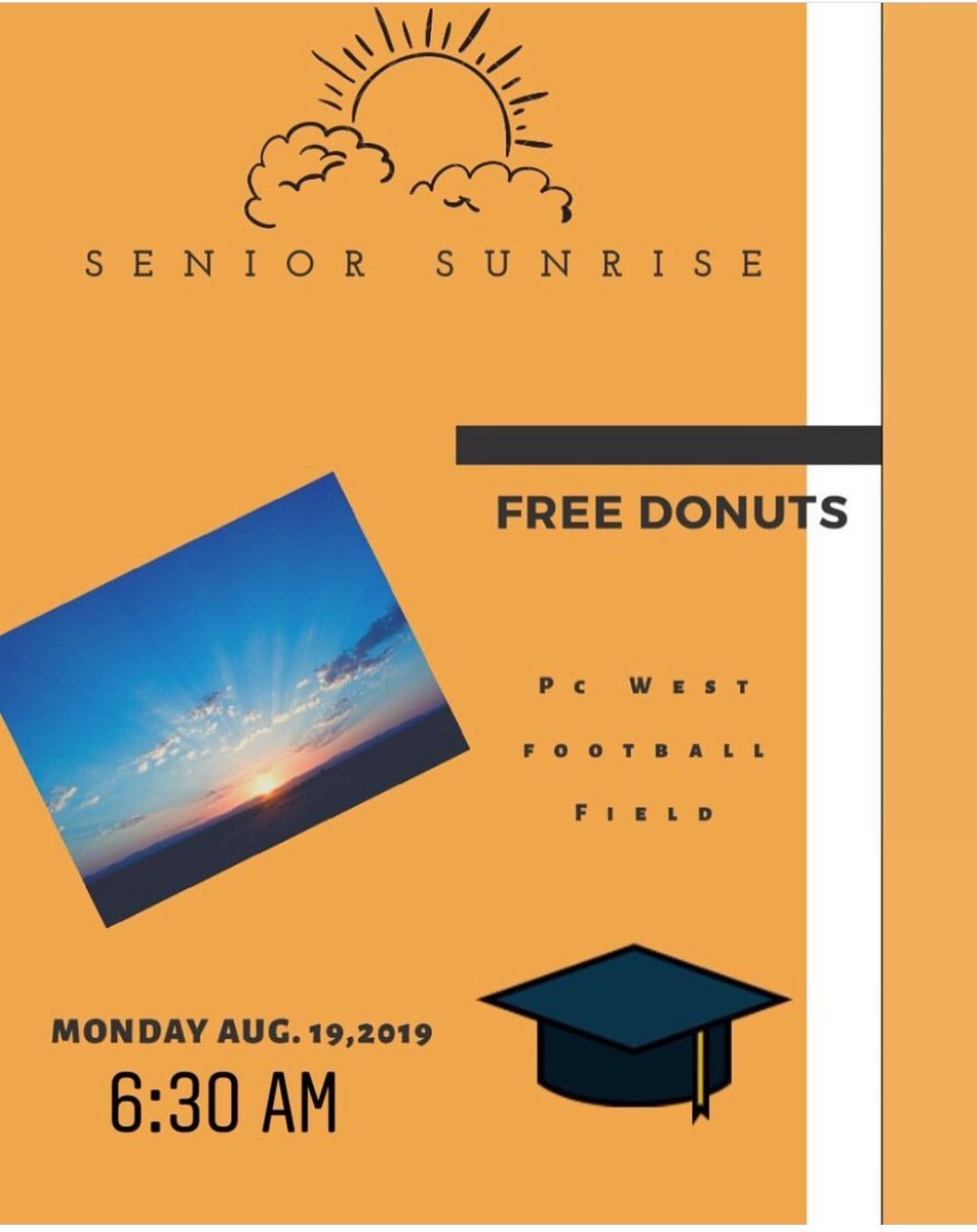 Putnam City West (@pcwpatriots) on Twitter photo Seniors: Senior Sunrise will be at PC West Stadium on Monday (Aug. 19th) @ 6:30am. <a href="/20Pcw/">PCW CO’ 20</a> <a href="/PitPatriot/">PATRIOT PIT</a> <a href="/PCWestStuco/">Putnam City West STUCO</a> Seniors: Senior Sunrise will be at PC West Stadium on Monday (Aug. 19th) @ 6:30am. <a href="/20Pcw/">PCW CO’ 20</a> <a href="/PitPatriot/">PATRIOT PIT</a> <a href="/PCWestStuco/">Putnam City West STUCO</a>
