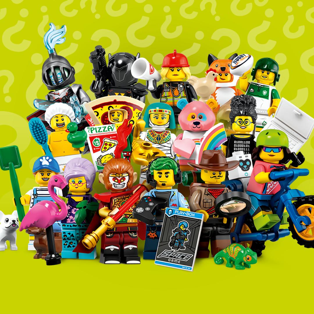 LEGO_Group's tweet photo. Mummies, rainbows and flamingos - oh my! Check out the new #LEGOMinifigures Series. Available from 1st September 🎉 https://t.co/nYEkqnvc82