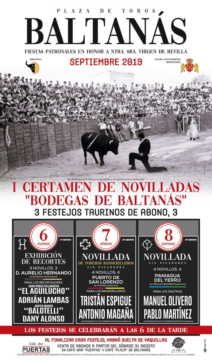 infoalberonorte's tweet photo. Cartel feria novilladas s/p #Baltanas  @santoyo_carlos @la8palencia @DiarioPalentino @ElNorte_PA @SERpalencia @noticiascyl https://t.co/Ff55o9vlPB