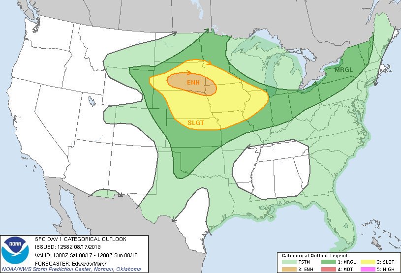 Severe storms possible tonight: NWS #SPCOutlook Enhanced Storm Risk: from South Dakota into southwest Minnesota into northern NE, NW Iowa. More details here https://t.co/cRw1Sgrz2X Local forecast here https://t.co/xpD3F11dKM https://t.co/KQbLP5VAIa https://t.co/63qF0IRFJ0