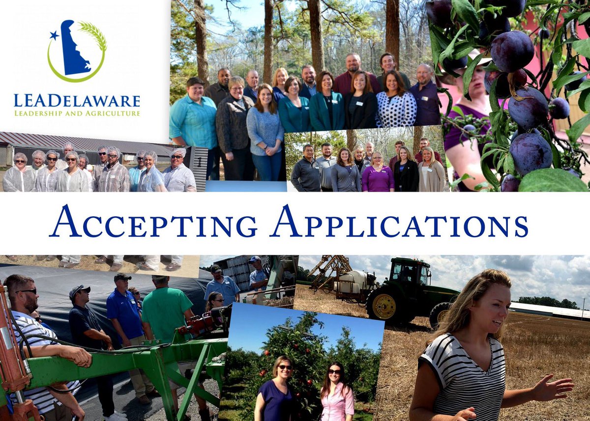 LEADelaware1's tweet photo. Grow your knowledge of our local, national and global agriculture &amp; natural resources sector. Grow your network and leadership skills!  Apply now: https://t.co/TSRTMQtrcR @MidAtFarmCredit @DelawareFFA @UDcanr @DEFarmBureau https://t.co/QvkS9pr0s1