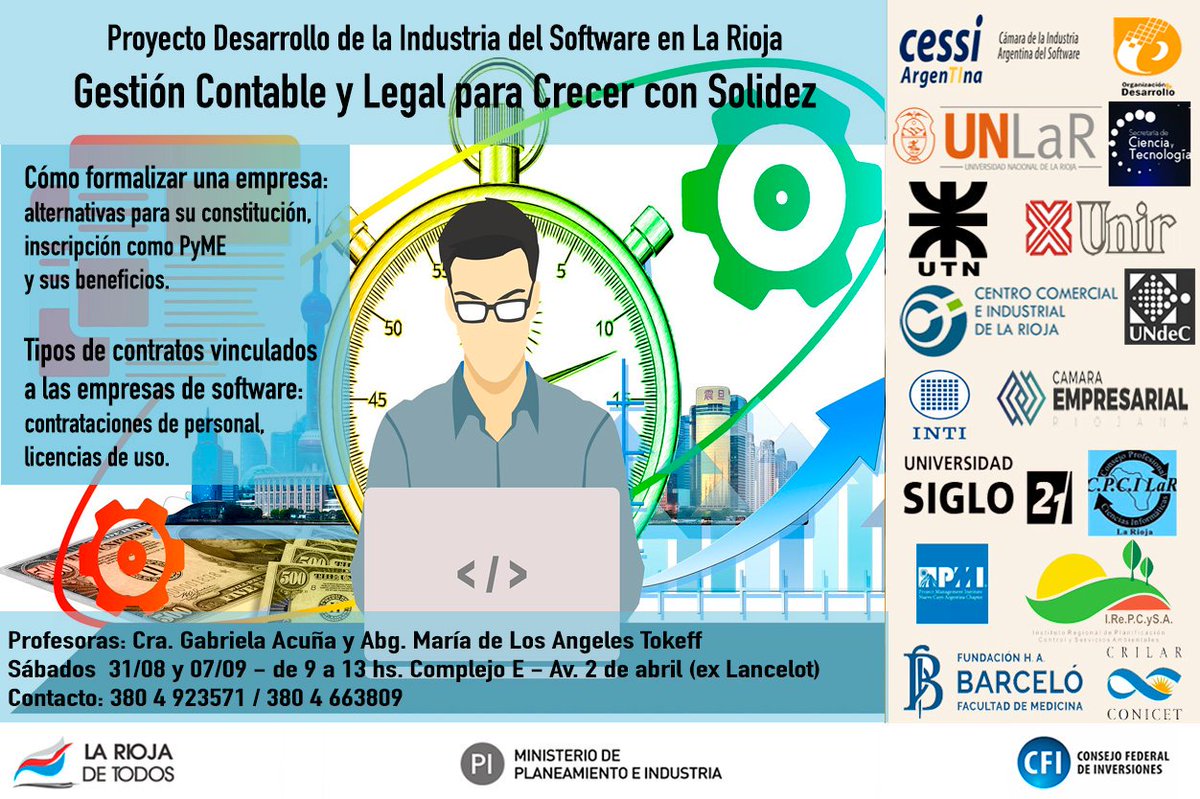arabelsoledad's tweet photo. En el marco del proyecto Desarrollo de la Industria del #Software, te invitamos a participar del curso #Gestión #Contable y #Legal para #Crecer con Solidez!! Es gratis!! Inscribite: https://t.co/8TNhL1wUTx https://t.co/C0hOaUtNpB