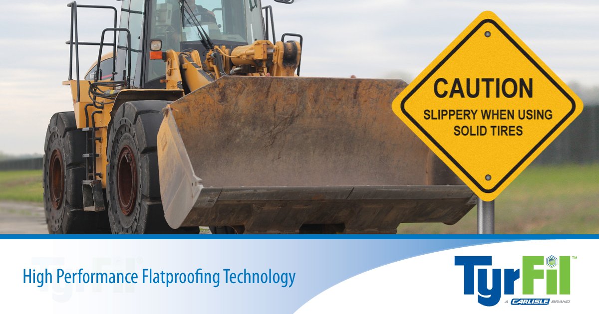 CarlisleTyrFil's tweet photo. Don’t Slip & Slide! #TyrFil has better traction over a wider variety of surfaces & terrains than solid tires. Filled pneumatics tend to have additional ground contact area when compared to solid tires, giving increased traction, braking & tire footprint. https://t.co/osZghfvEPA https://t.co/B0nYKb0Kst