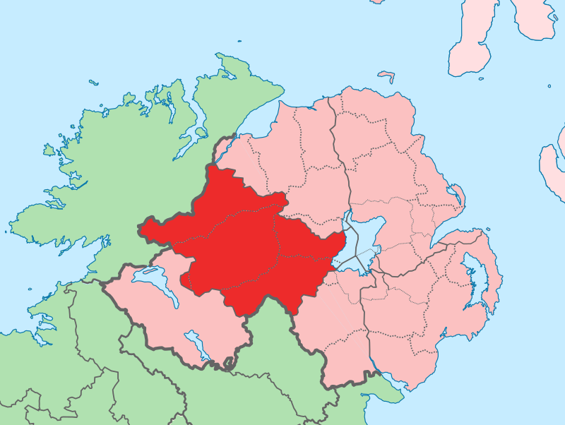 Tyrone/Tír Eoghain, "Land of Eoghan" was a kingdom & later earldom of Gaelic Ireland. Eógan mac Néill who it's named after, was a son of Niall of the Nine Hostages, who settled there in 5th C. Becoming popular as 1st name. : 15-16th C map : Co Tyrone in present.