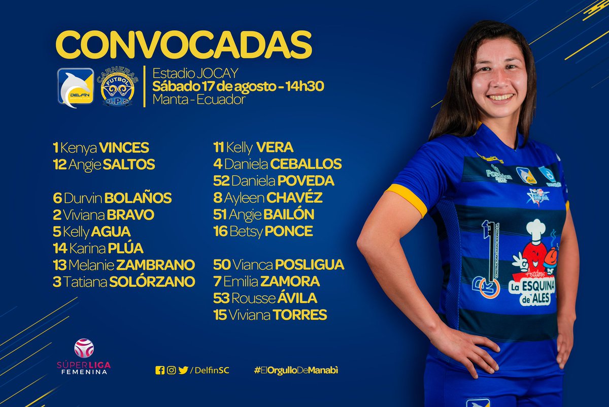 Lista de convocadas de nuestras chicas para su penúltimo partido en la <a href="/SuperLigaFEF/">Superliga Femenina Ecuabet</a>, esta tarde ante <a href="/upscarnerasA/">Ups Carner@s</a> en el Jocay.
#ElOrgulloDeManabí
#SuperLigaEc
#CetáceasDeCorazón