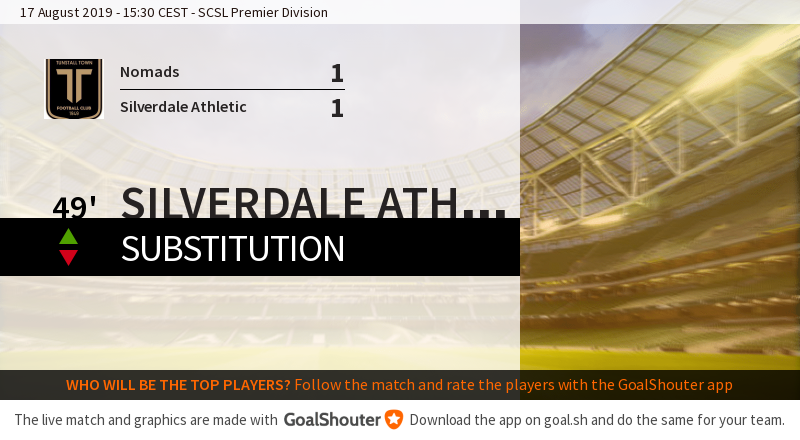 ttfc1949's tweet photo. 49' Tunstall Town - Silverdale Athletic 1-1: Silverdale Athletic are making a substitution. https://t.co/F4yjkizlnY https://t.co/hc6btpAW0s