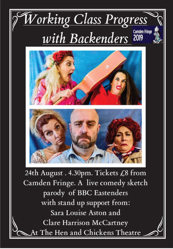 Backenders1's tweet photo. This time next week. Our show #workingclassprogresswithbackenders @Backenders1 is at #CamdenFringe @CamdenFringe 4.30pm at the @TheHenChickens . Come. Xx https://t.co/aRd5QddCXf
