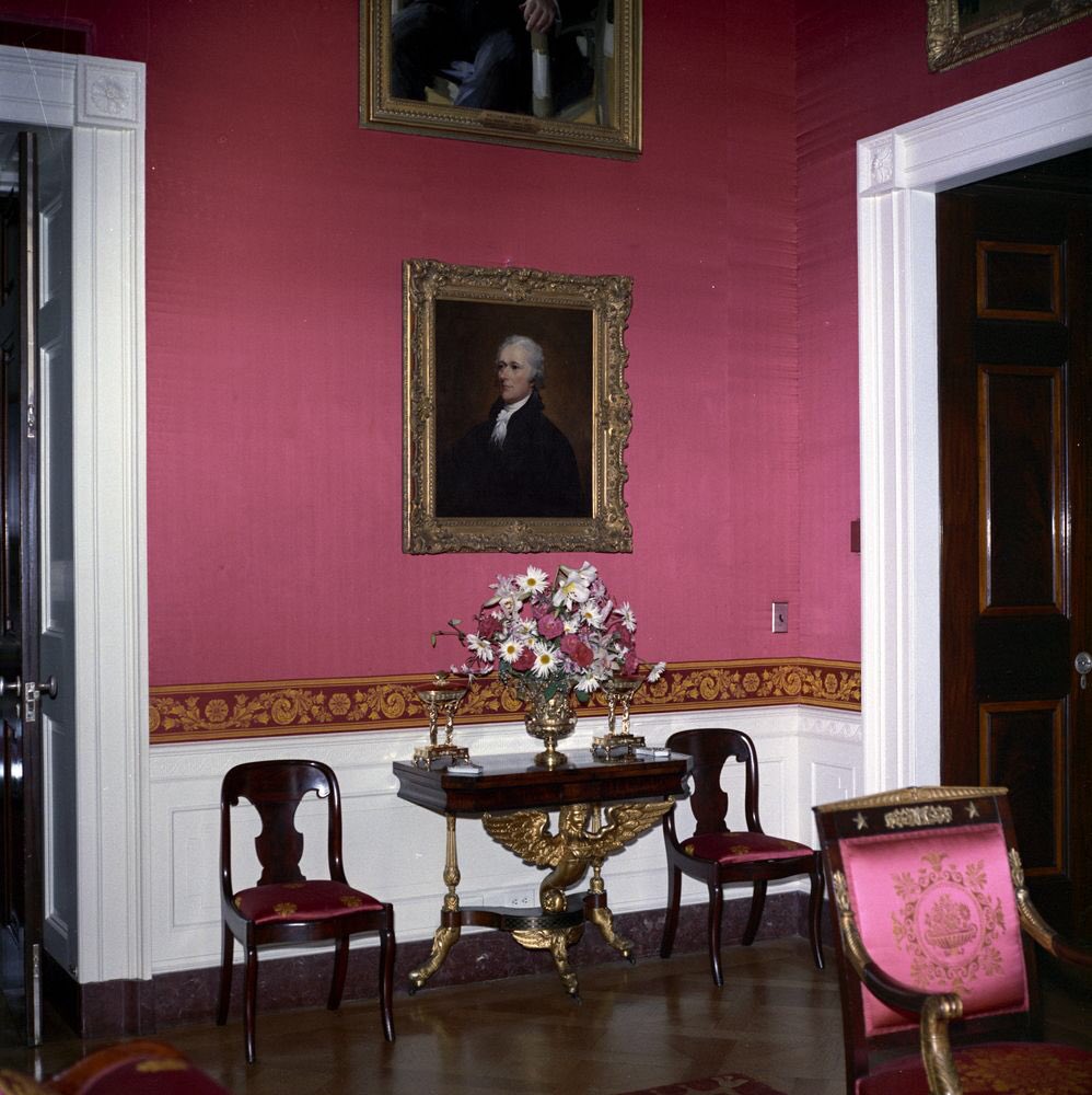 Behold: The actual Red Room, complete with Hamilton Painting. [Photo credit: @JFKLibrary ]