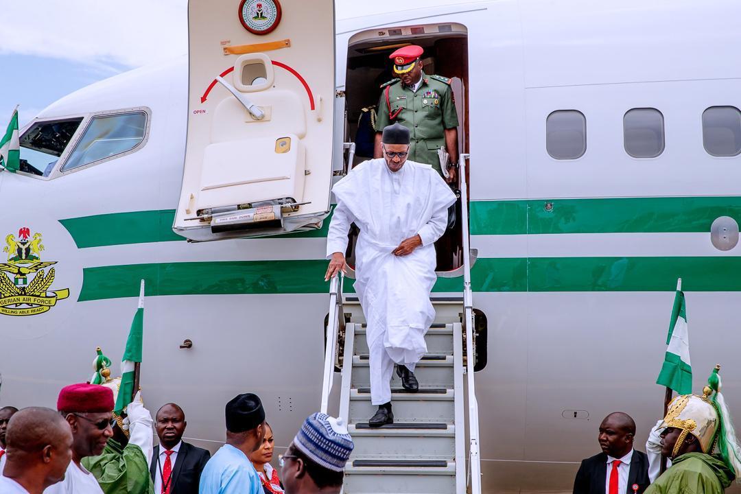 Goganorg's tweet photo. President Muhammadu Buhari has returned to Abuja today after observing Eid el-Kabir in his hometown, Daura, Katsina State. https://t.co/ArMvKo2DCc