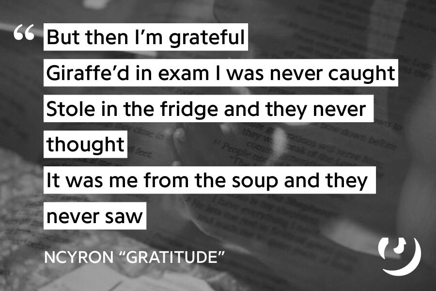 nCyron's tweet photo. βGiraffeβd In exam I was never caught
Stole in the fridge and they never thought
It was me from the soup and they never saw...β
Watch full Video here π₯π₯π₯
https://t.co/RmUDh1bTyi
#nCyron #Gratitude #NewMadeClosure #BlrPopScenic ππ½ππ½ππ½ https://t.co/PvIYl8ERZB