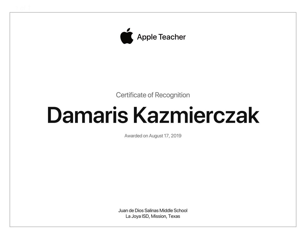 RDKazJD's tweet photo. I'm officially an Apple Teacher!!!! Living up to our Model Technology Campus designation! #WEAREJD @WEAREJD https://t.co/zlf8ItIvVu