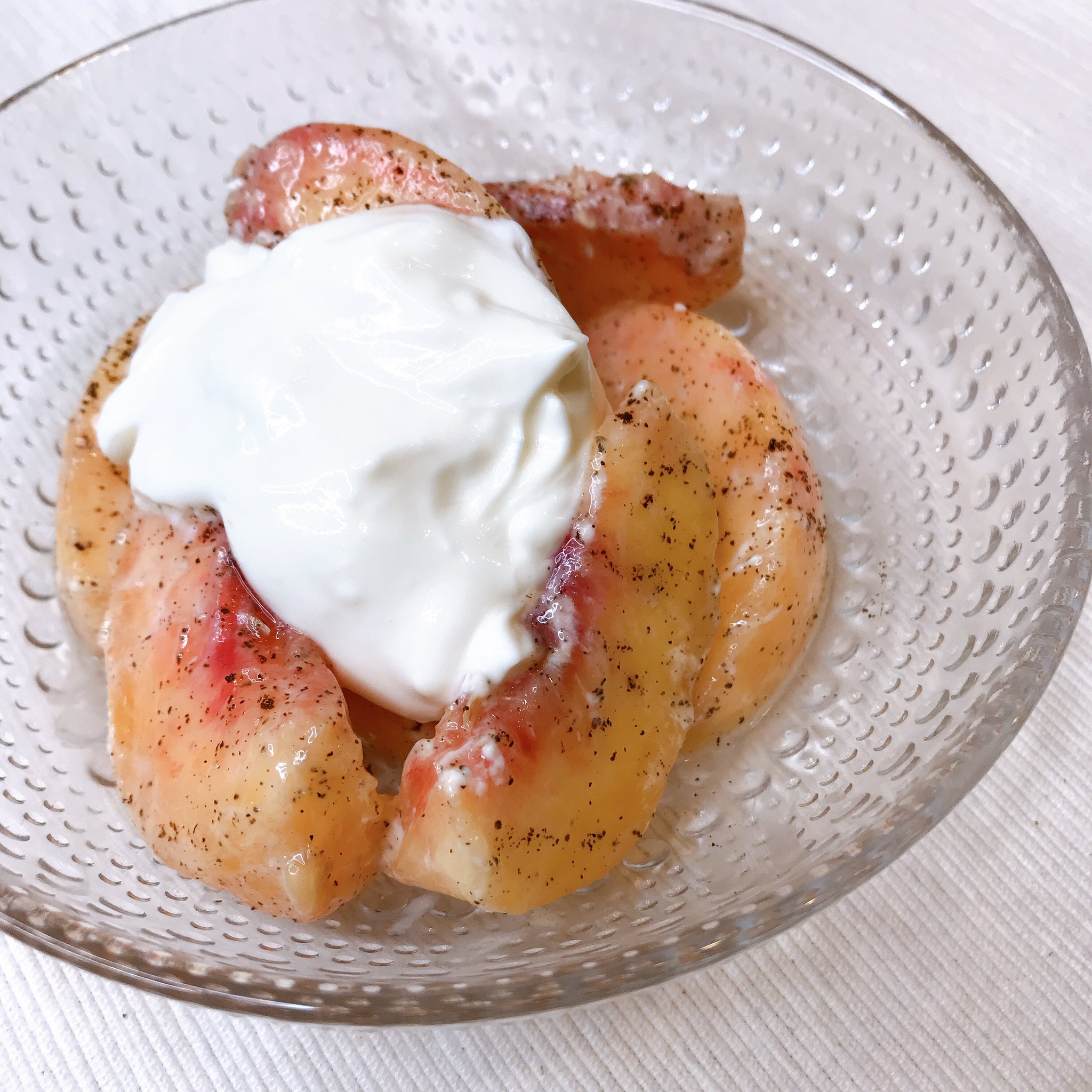 橋下美好 美好くん 桃のアールグレイマリネ マスカルポーネが無かったので クリームチーズとヨーグルトで代用 めっちゃ美味しすぎる