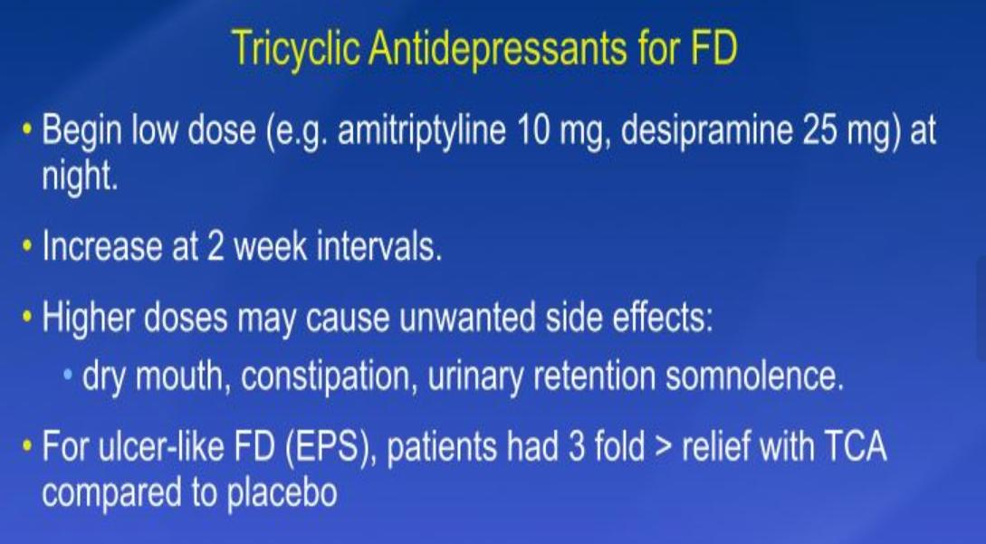 Foxx-Orenstein: Use of low-dose TCAs for #functionaldyspepsia #acgregional19