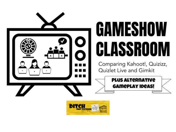 DitchThatTxtbk's tweet photo. 📺 Game show classroom! 

Comparing: 
💥 @GetKahoot!
❓ @quizizz
💯 @quizlet Live and
✅ @gimkit
 
➕ Plus unique features and alternative ways to 🎮 play!

https://t.co/tXWa0V82og  #ditchbook #gamification @jmattmiller https://t.co/1FWCeXVqG0