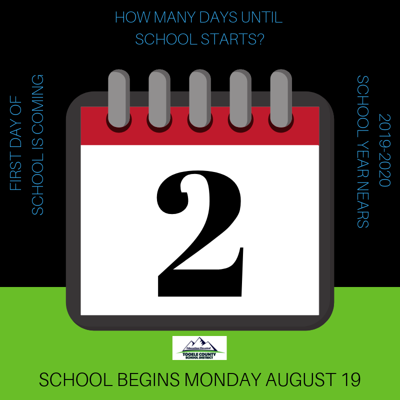 The back-to-school countdown is winding down. Only two more days until summer is over and school begins. #teamtcsd #countdown