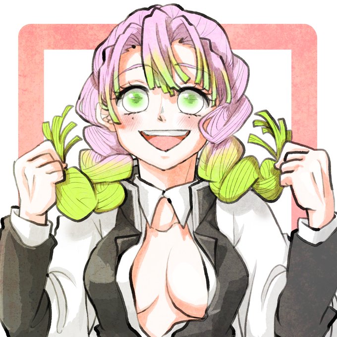 作楽月さんがTwitterに投稿した甘露寺蜜璃(鬼滅の刃)のイラスト。