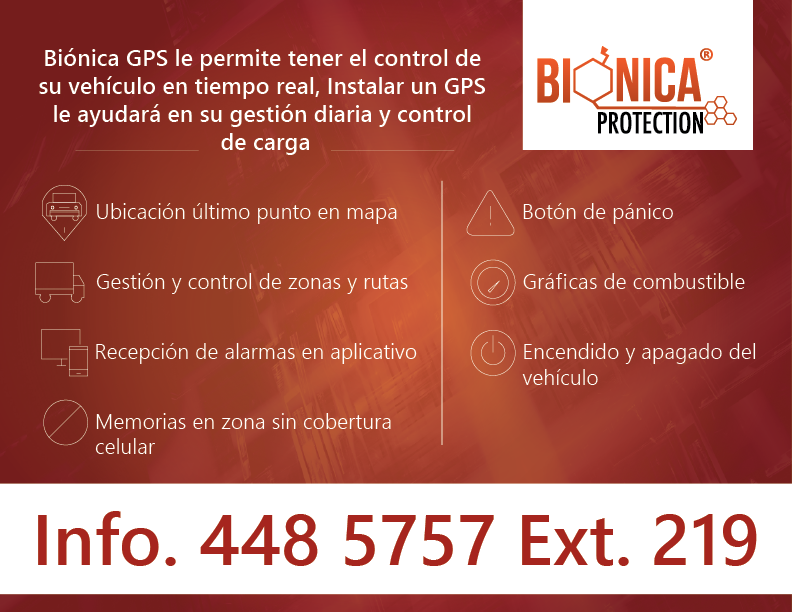 GrupoWFE's tweet photo. ¡Con BIÓNICA PROTECTION puedes tener el control de tus vehículos!
Tel: 448 5757 Ext. 219
Torre Grupo WFE Calle 33 # 74 E 90
#BionicaProtection #MonitoreoSatelital #GrupoWFE https://t.co/ifrJtobGfR