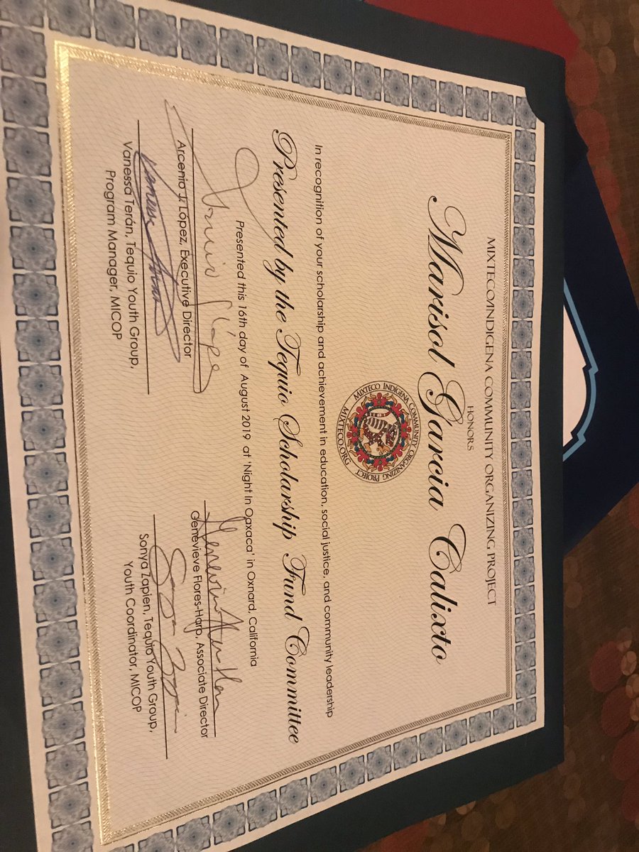 Marisolgc20's tweet photo. TEQUIO Scholarship Thank you @MICOP805 https://t.co/sxl4YgqwCH