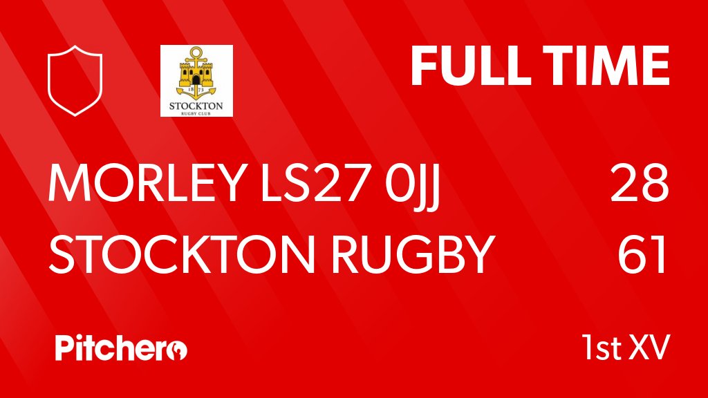 stocktonrugby's tweet photo. FULL TIME: Morley LS27 0JJ 28 - 61 Stockton Rugby Club
#MORSTO #Pitchero
https://t.co/7DvP8Eyskx https://t.co/wjpXrabTh1