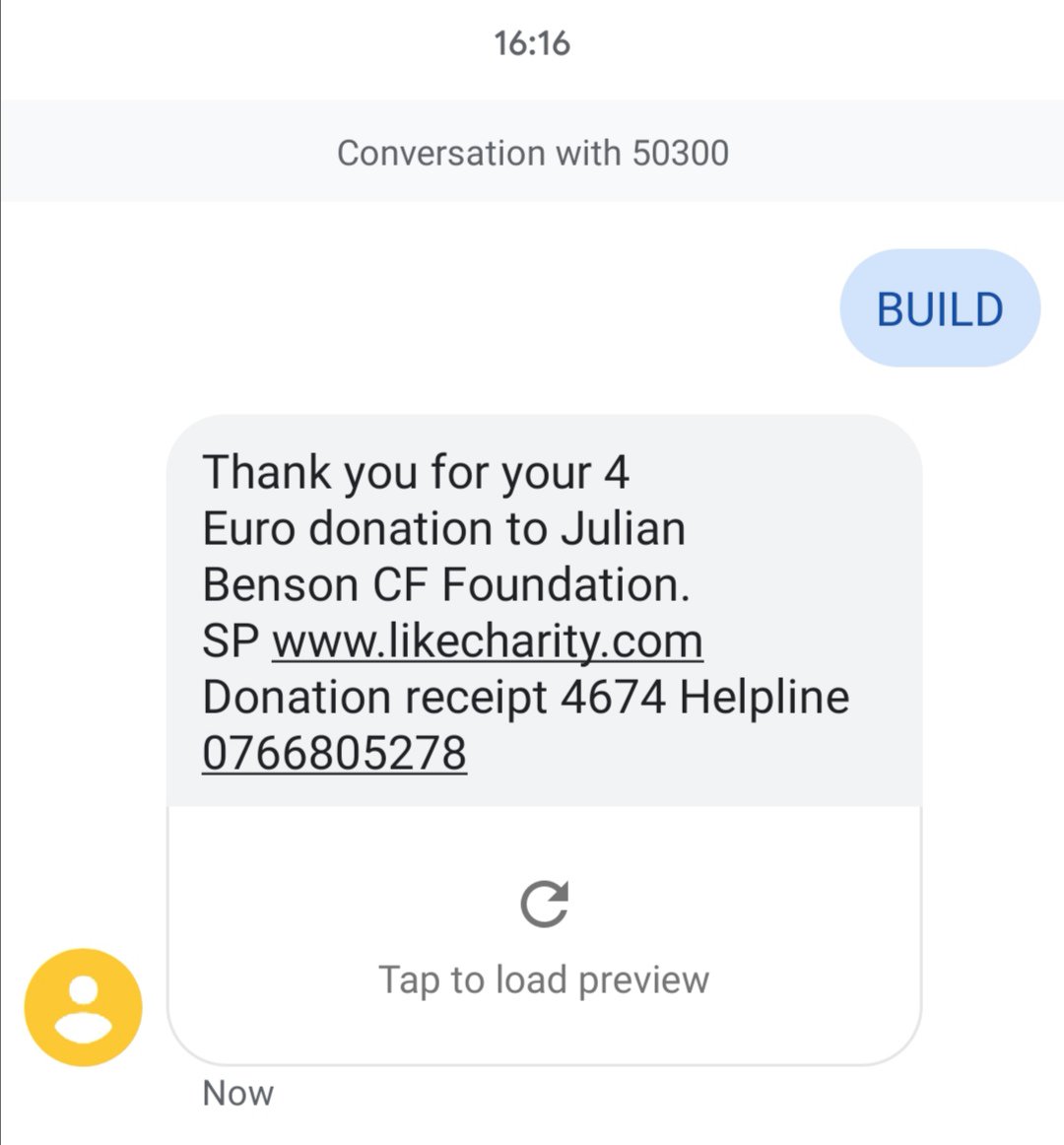 TheHarryMcC's tweet photo. Text BUILD to 50300 (Ts&Cs below) to help the amazing @JBCF_Foundation to provide a #HomeFromHome for those who live with #CysticFibrosis.
Each text cost €4, and 100% goes to the foundation. You can text 3 times in any 24hr period.
Please RT ❤️
#CF #CFAwareness #BUILD4CF https://t.co/E1s98Twaa0