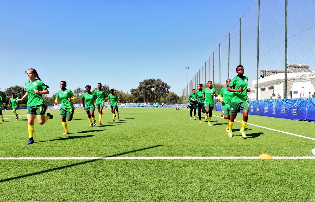 SAFA_net's tweet photo. Basetsana warming up ahead of their first All Africa Games Group B match against Nigeria. Kick-off is at 18h00 (SA time) πΏπ¦β½π³π¬
#AfricanGames #TeanSA https://t.co/Nt42qYqmoy