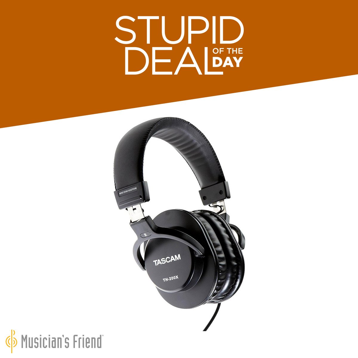 musiciansfriend's tweet photo. Stupid #Deal of the Day (8/17/19): Tascam TH-200X Studio Headphones - Only $29.99! (Was: $99.99) Limited quantities, while supplies last. https://t.co/bkSE2NdEKC https://t.co/7Om2lTlqkN