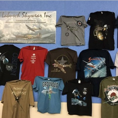 FlyYKF's tweet photo. Come visit our donation station @FlyYKF  Aviation Fun Day until 4 pm today. For just $5 you can choose one of these awesome t-shirts generously donated by @Skywear. #YKFAFD #FEEDWR all proceeds to @CambFoodBank &amp; @FoodBankWatReg  #YKFAFD #FEEDWR https://t.co/rsQdde4ryZ