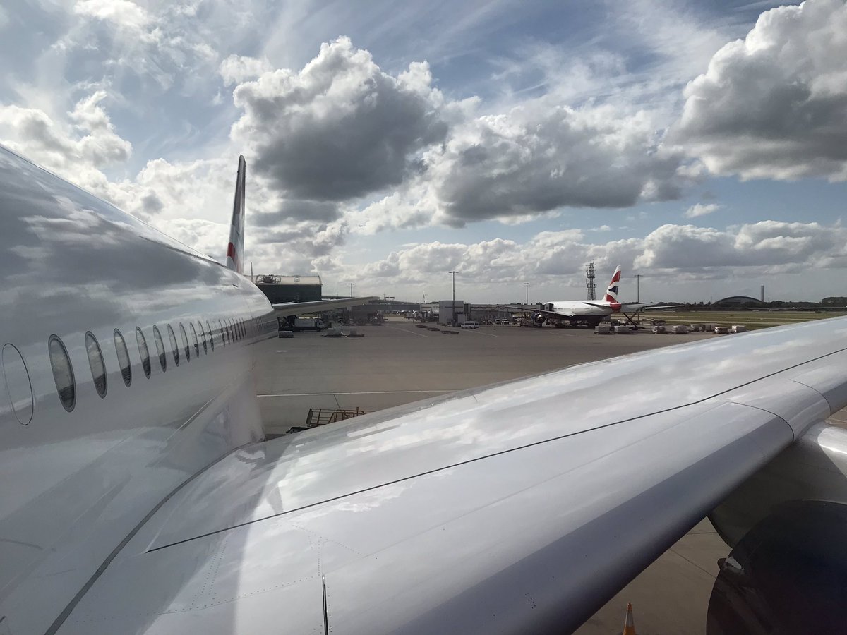 pilot_george_'s tweet photo. Third time on the @British_Airways #A35K this afternoon. At @HeathrowAirport ready for #BA464 to Madrid. #BA100 #avgeek #aviation #A350 https://t.co/2XFuhZ7QNR