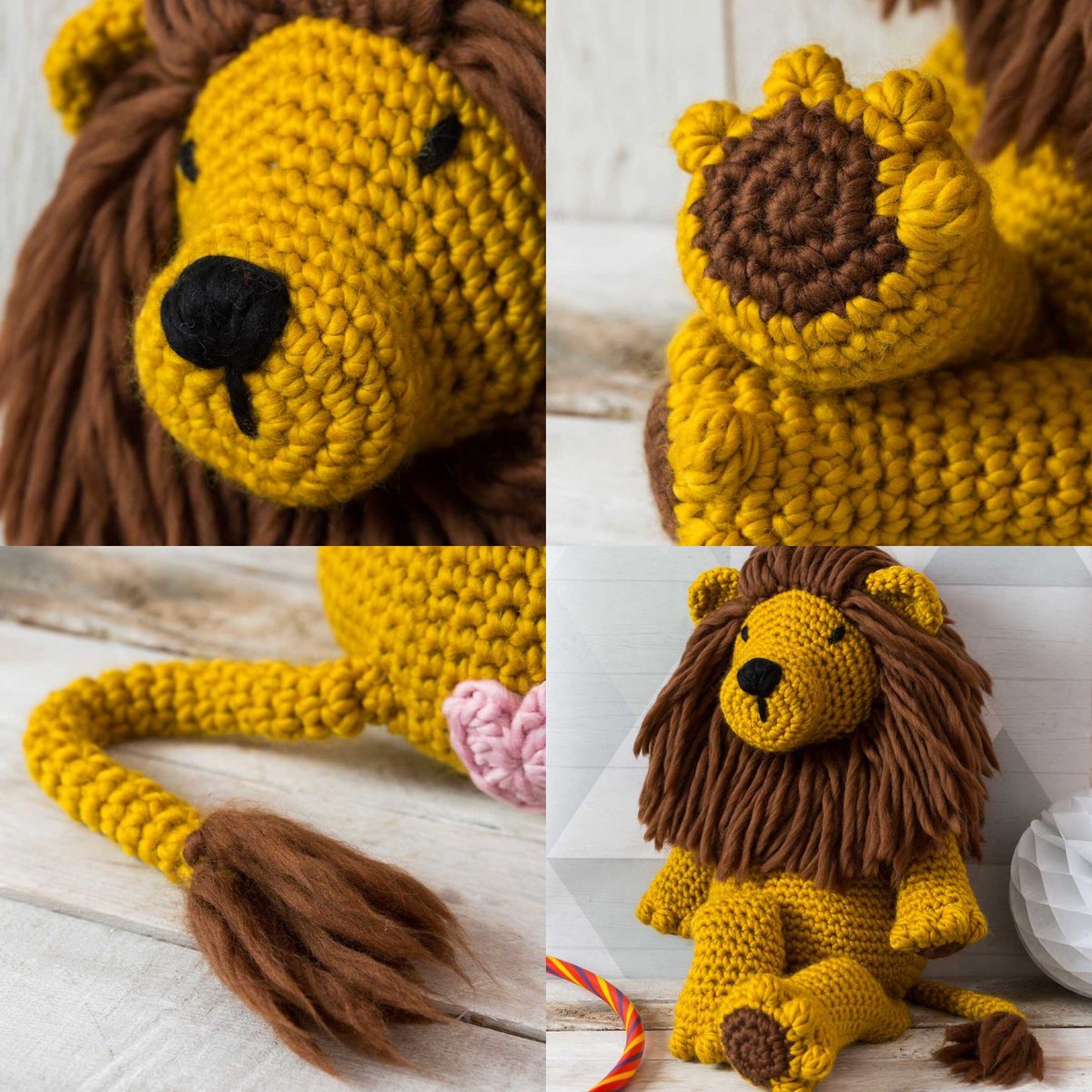 How could you not be happy making this cheery chap? Cedric stands an enormous 70cm mane to paw. He also gives great hugs. loom.ly/g4eKOSQ #cedricthelion #lion #crochetkit #wool #diykit #createyourownhappy #yellow #happinesshappens #woolcouture