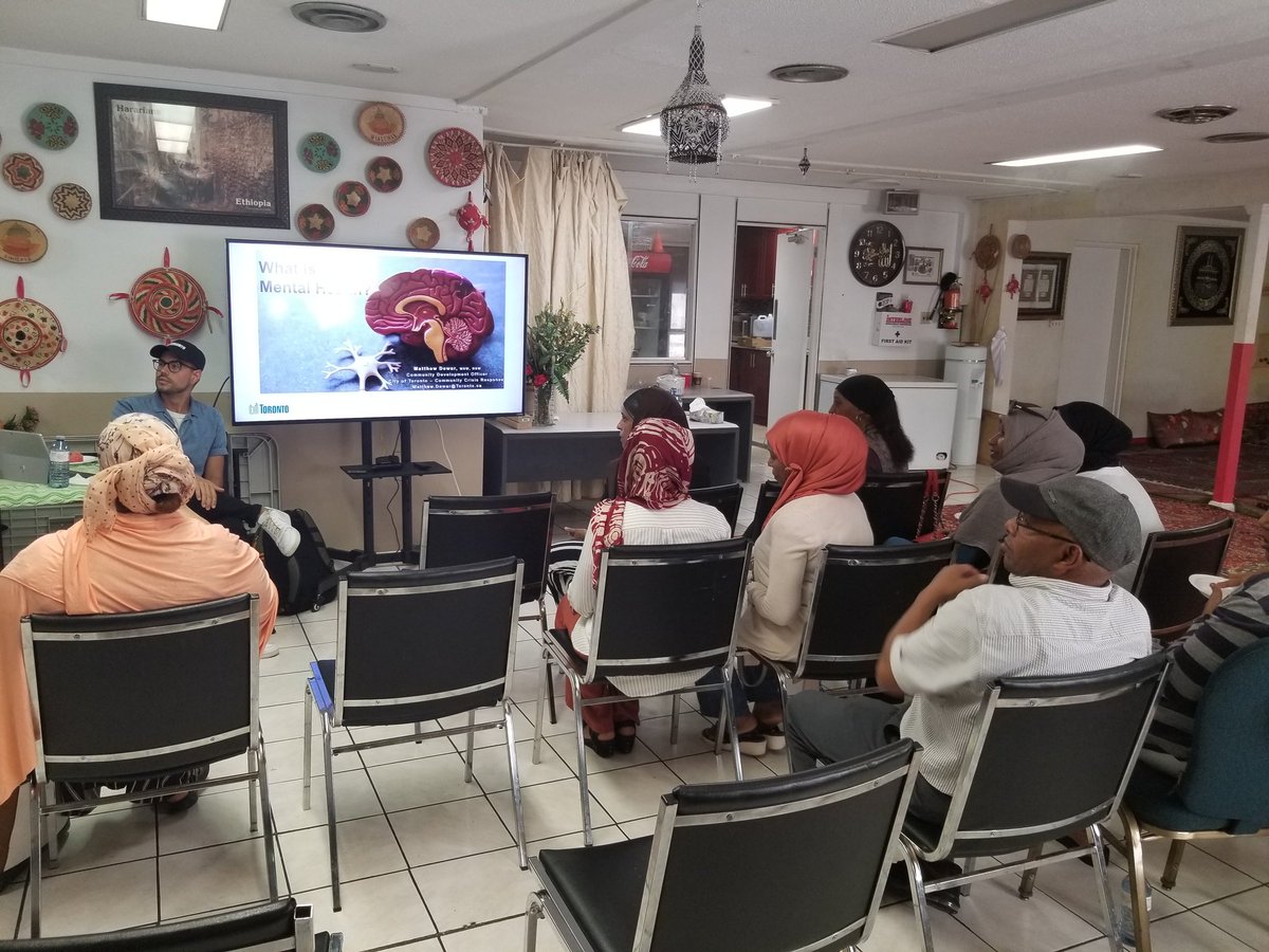 ccrp_toronto's tweet photo. What is Mental Health? Workshop with our partners at the Harari Heritage Centre lead by @CCRPMattD #communityhealth #trauma101 #selfcare #communitywellness #healing #learningtogether #workingtogether #wellnessforall @SafeCity_TO https://t.co/whxhHKkawd